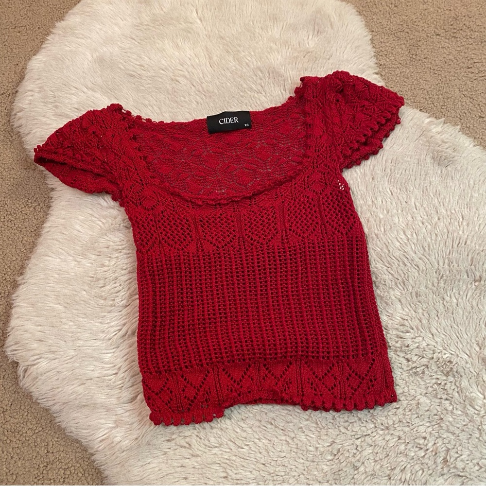 Cider Red Lace Top